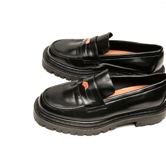 H&M Unisex Black Chunky Preppy Platform Loafers, (woman's Size 8) - Picture 6 of 8